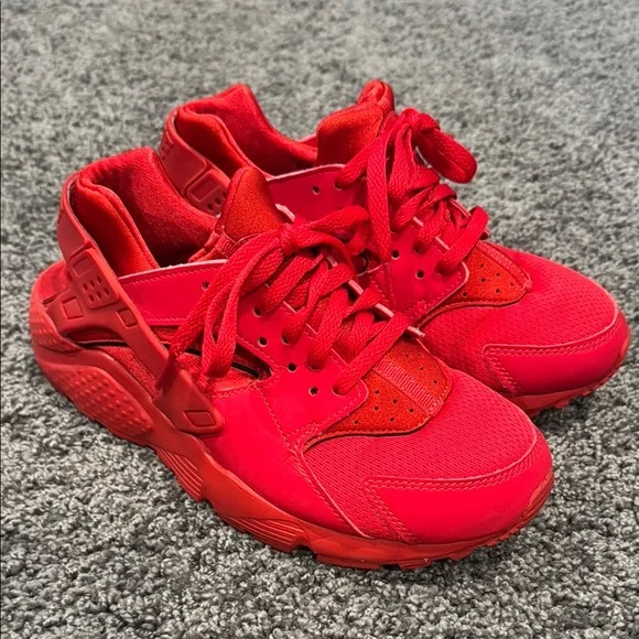 Nike Air Huarache Run (GS) Triple Red 654275 600 Size Youth sz 6.5Y/Womans 8•EUC - Picture 3 of 8
